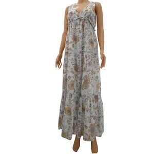 Boho Prairie Floral Tiered Maxi Dress Rachel Zoe Cotton Size XS Cottagecore